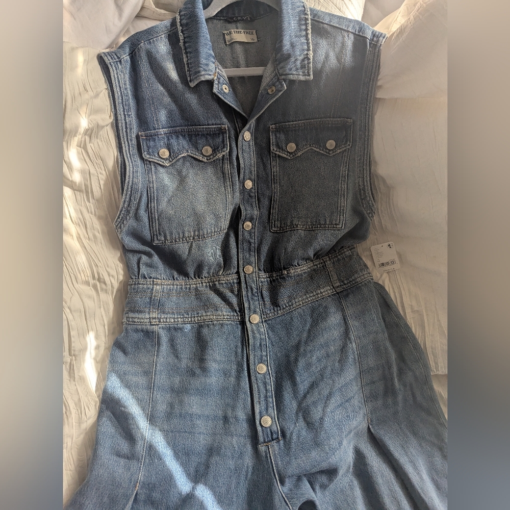 We The Free Wide Leg Denim Jumpsuit